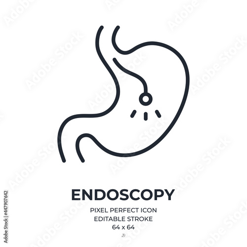 Endoscopy editable stroke outline icon isolated on white background flat vector illustration. Pixel perfect. 64 x 64.