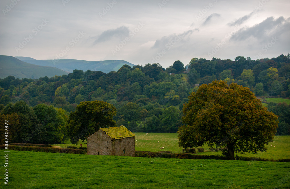 Hiking in Peak District near Ladybower Reservoir, England, UK