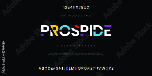 Modern abstract digital alphabet font. Minimal technology typography, Creative urban sport fashion futuristic font and with numbers. vector illustration