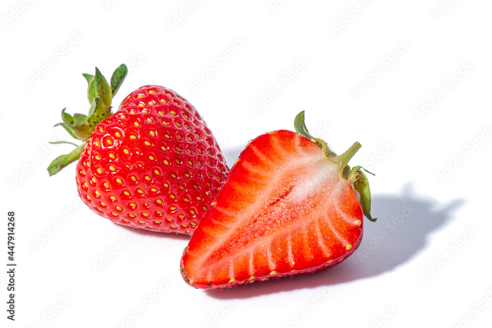 Strawberry isolated. Strawberries isolate. Whole, half, cut strawberry on white. Strawberries isolate. Side view organic strawberries. Strawberry isolated. Strawberries isolate. Whole, half, cut strawberry on white. Strawberries isolate. Side view organic strawberries.