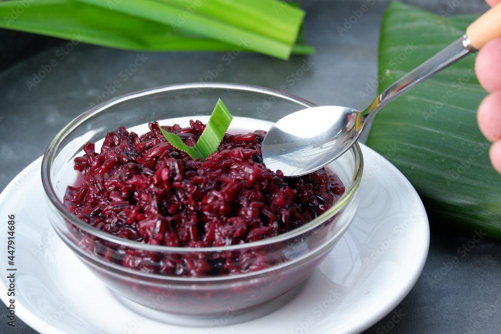 Tape Ketan Hitam. Fermented black glutinous rice, a typical