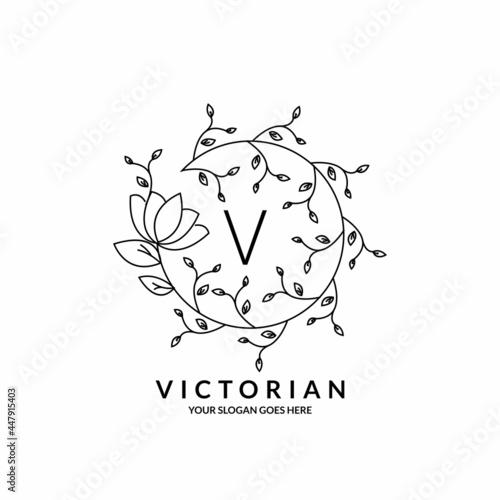 feminine and luxurious line art floral spiral logo