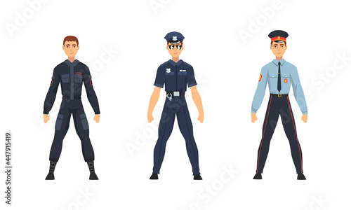 Police Officer from Around the World Wearing Uniform Vector Set