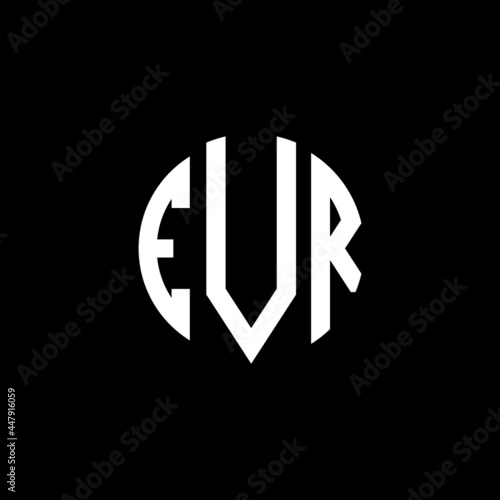 EVR letter logo design. EVR letter in circle shape. EVR Creative three letter logo. Logo with three letters. EVR circle logo. EVR letter vector design logo  photo