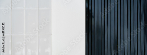 Wallpaper Mural dark black metal wall with white cement and ceramic tile architecture banner background Torontodigital.ca