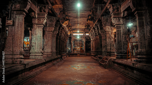 Thousand Pillars of Ekambareswarar Temple, Earth Linga Kanchipuram, Tamil Nadu, South India - Religion and Worship scenario image. The Famous Hindu God Temple, Indias Best Tourism Place photo