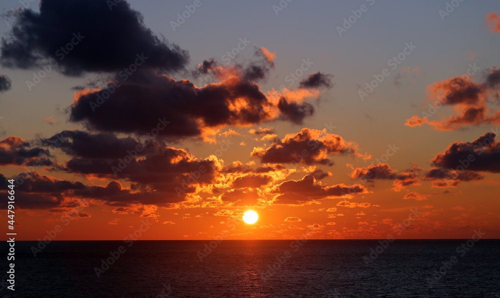 Beautiful sunset in the evening over the sea