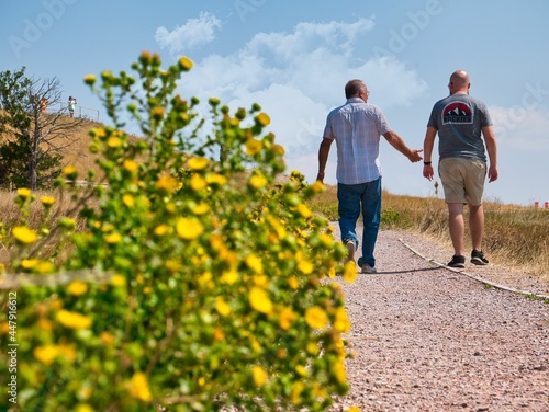 friends walking in the park in the Badlands