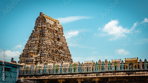 The Great Ekambareswarar Temple, Earth Linga Kanchipuram, Tamil Nadu, South India - Religion and Worship scenario image. The Famous Hindu God Temple, Indias Best Tourism Place photo