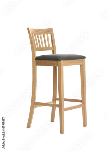 Stylish bar stool isolated on white. Interior element