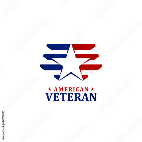 American Veteran Logo Design. Star Icon. Vector Illustration.