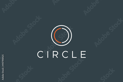 Simple Initial Letter C and O Circle Logo. White and Orange Geometric Circular Line isolated on Dark Background. Usable for Business and Branding Logos. Flat Vector Logo Design Template Element.