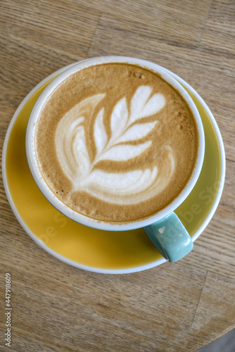 a cappuccino mug on the table