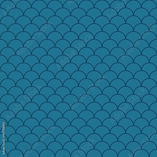 Dark blue scallops seamless pattern. Vector art