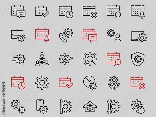 A simple set of settings and options related to Vector Line Icons. Contains icons such as set time, business, phone, and more. Editable Stroke.. 480x480