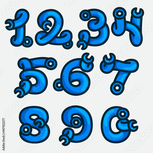 Numbers set made of wrenches.