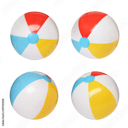 Free Download Set with colorful inflatable beach balls on white background - GFXLoad