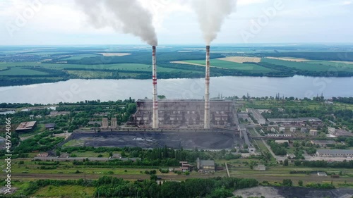 Wallpaper Mural Plant pipes pollute atmosphere. Pollution of the environment of factory pipe with smoke Torontodigital.ca