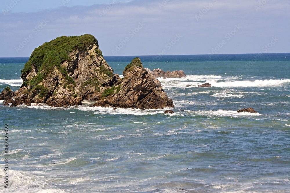 View of Cape Foulwind coastline and Tasman Sea. South Island. New Zealand.