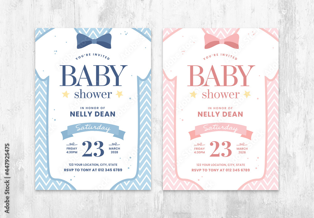 Blue and Pink Baby Shower Flyer Invite Card for Boy and Girl Stock ...