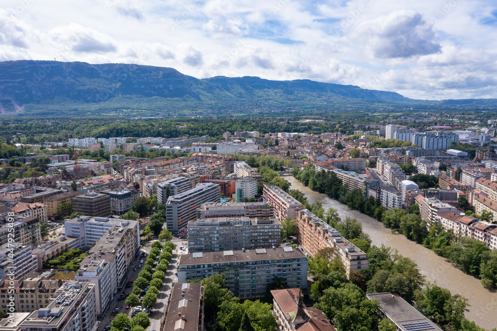 Aerial view of  plainpalais in Geneva - Switzerland