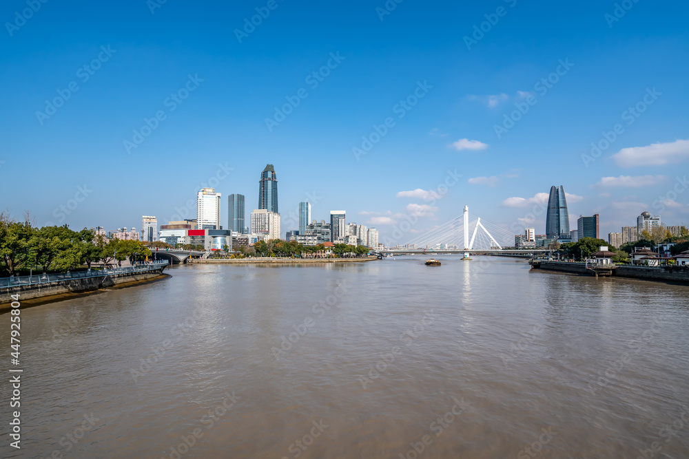 Obraz premium Urban landscape street view of Sanjiangkou, Ningbo