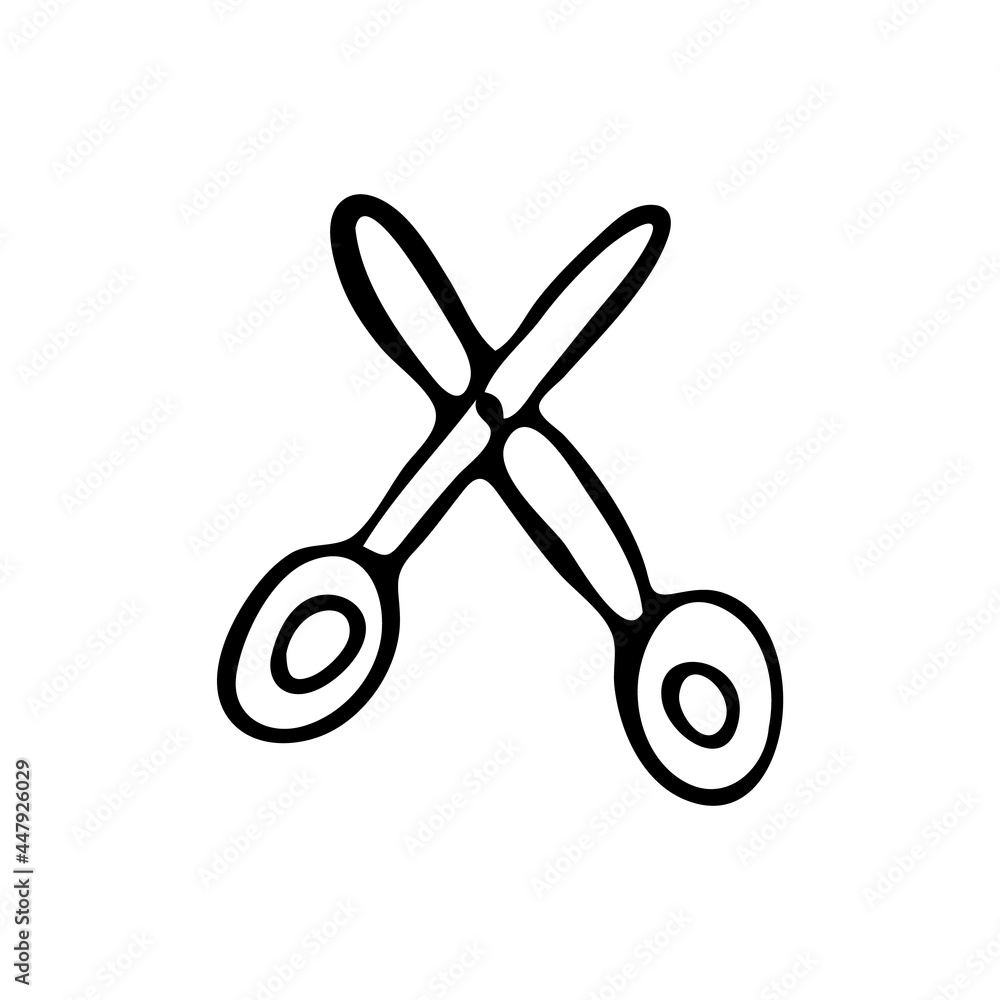 Doodle image of scissors. Hand-drawn image for various designs. Doodle image of scissors. Hand-drawn image for various designs.