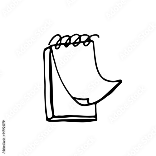 Doodle image of a notebook with spirals. Hand-drawn image for various designs.