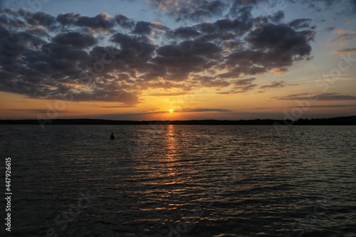 sunset over the waves