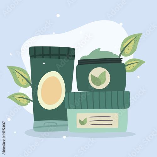 Spa center jars and bottle