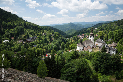 Church in old mining village Spania Dolina, Slovakia