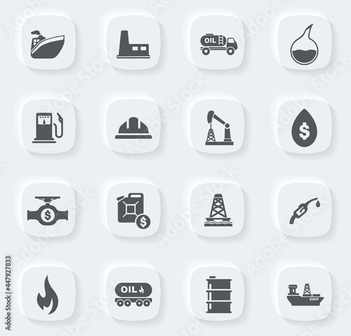 Extraction of oil icons set