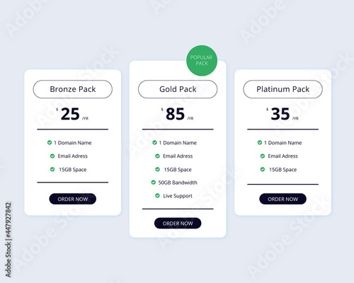 Simple Pricing Web table
