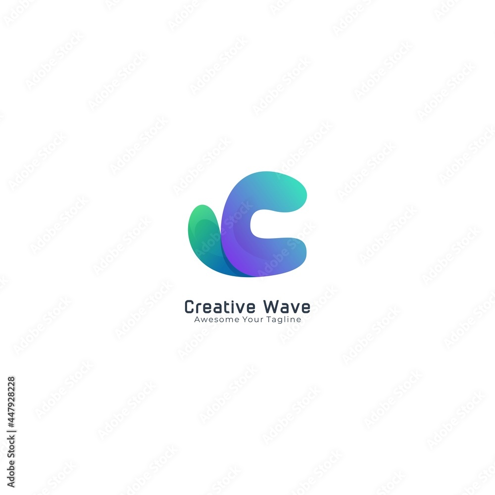 wave logo with letter C modern color gradient wave logo with letter C modern color gradient