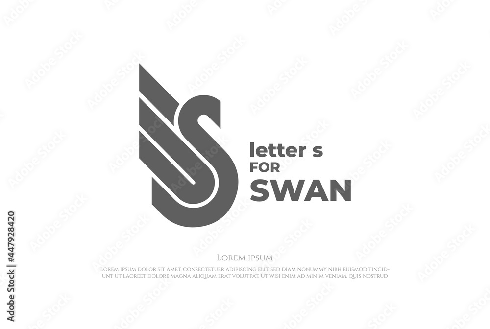 Initial Letter S Swan Monogram Logo Design Initial Letter S Swan Monogram Logo Design