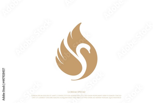 Fototapeta Naklejka Na Ścianę i Meble -  Elegant Luxury Golden Swan Logo Design
