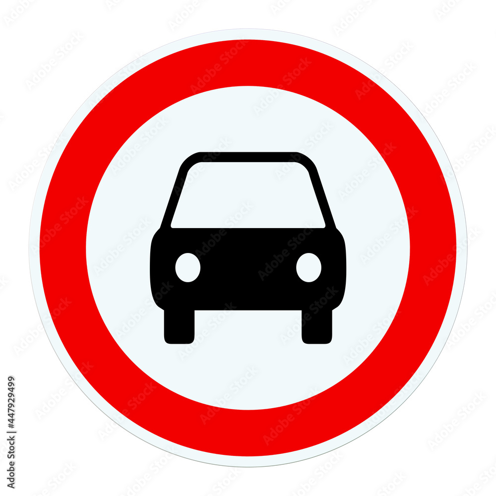 Verkehrszeichen für Durchfahrtsverbot von Kraftfahrzeugen, Illustration Verkehrszeichen für Durchfahrtsverbot von Kraftfahrzeugen, Illustration
