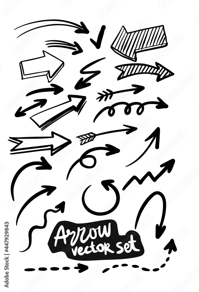 Arrows abstract doodle design vector collection.
