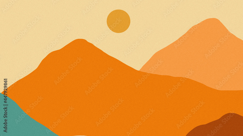 simple landscape illustration of the summer vibes day and night. trendy and minimalist design illustration for decoration and print.