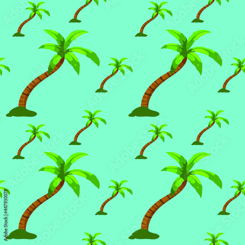 Palm tree on a blue background  texture for design  seamless pattern  vector illustration