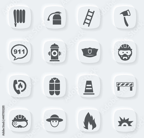 Fire brigade icons set