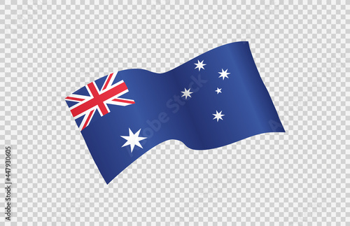 Waving flag of Australia isolated  on png or transparent  background,Symbol of Australia,template for banner,card,advertising ,promote, TV commercial, ads, web, vector illustration