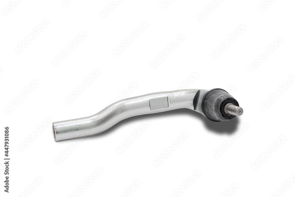Ball joint of steering rack arm car and on the white background repair part car concept Ball joint of steering rack arm car and on the white background repair part car concept