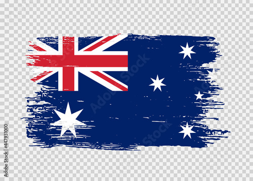 Australia flag with brush paint textured isolated on png or transparent background,Symbol of Australia, template for banner,card,advertising ,promote,ads, web design, magazine,vector