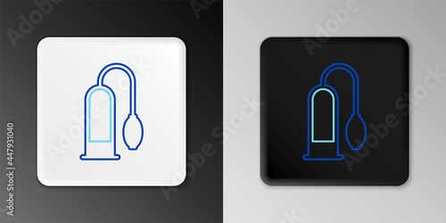 Line Penis pump icon isolated on grey background. Penis enlarger. Sex toy for men. Vacuum pump with a blower to increase the penis. Colorful outline concept. Vector