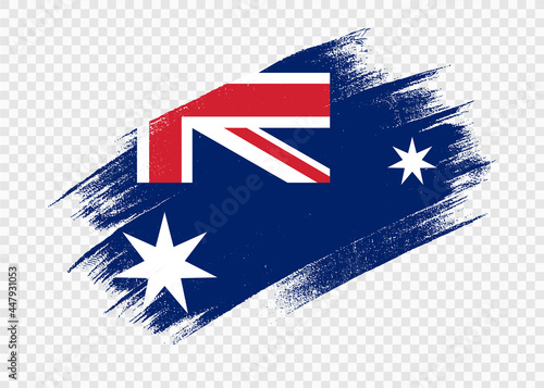 Australia flag with brush paint textured isolated  on png or transparent  background,Symbol of Australia, template for banner,card,advertising ,promote,ads, web design, magazine,vector