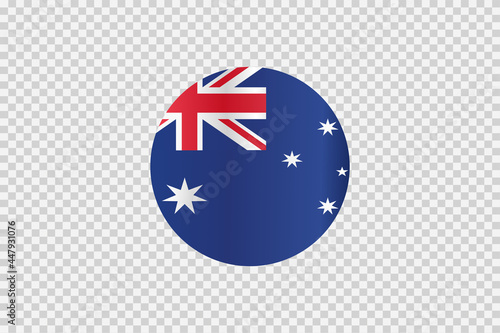 Australia flag in circle shape isolated  on png or transparent  background,Symbols of Australia, template for banner,card,advertising ,promote,ads, web design, magazine, news paper,vector