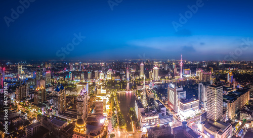 Aerial photography of the city scenery of Nantong, Jiangsu at night