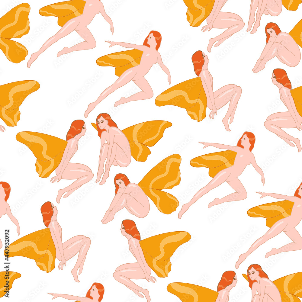 Pattern with fairy vector