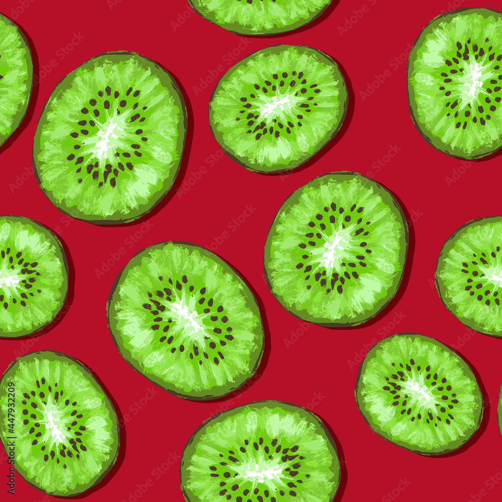 Seamless pattern with kiwi. Vector illustration for designing posters, wallpaper, background, fabric, textile, cafe, restaurant, resort, exotic, packaging. Seamless pattern with kiwi. Vector illustration for designing posters, wallpaper, background, fabric, textile, cafe, restaurant, resort, exotic, packaging.